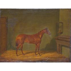JAMES HENRY BROCAS (1790-1846) Oil on canvas Race horse in stable Signed with initials l...