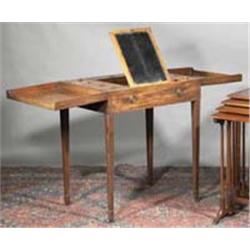 A MAHOGANY CROSSBANDED AND BOXWOOD LINE INLAID FOLD-OUT TOILET TABLE, c.1700, the interior wit...