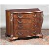 Image 1 : A MAHOGANY CROSSBANDED SERPENTINE CHEST, BASICALLY 18th CENTURY, with moulded rim, above a sli...
