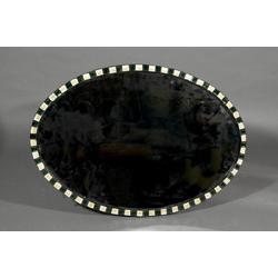 A STUDDED OVAL WALL MIRROR, IN IRISH 18th CENTURY STYLE, PROBABLY BY THE DUBLIN GLASS COMPANY,...
