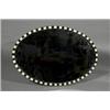 Image 1 : A STUDDED OVAL WALL MIRROR, IN IRISH 18th CENTURY STYLE, PROBABLY BY THE DUBLIN GLASS COMPANY,...