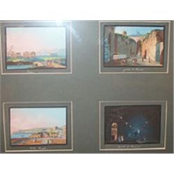 NEOPOLITAN SCHOOL (19th CENTURY) Gouache Four landscapes, each 8cms x 10cms, framed as one....