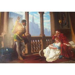 E. CHASE, 19th CENTURY Oil on canvas A Theatrical Scene on the Logia of an Italian Renaissa...