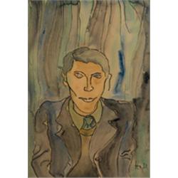 Kenneth Hall (1913-1946) Watercolour Self Portrait (1936) Signed lower right Hall 50c...