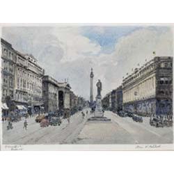 FLORA H. MITCHELL (1890-1973) Watercolour over pen O¹Connell Street, Dublin, with Nelson¹s...