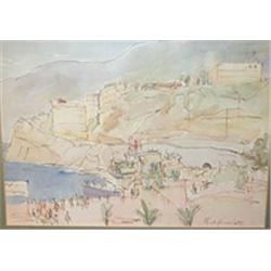 GLADYS MACCABE (b.1918) Coloured wash over indian ink Puerto De La Cruz Signed lower rig...