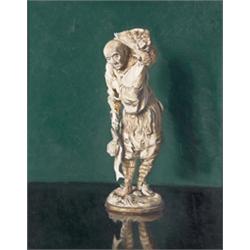 GEORGE COLLIE (1904-1975) Oil on canvas Still life of a carved Japanese ivory figure 60c...