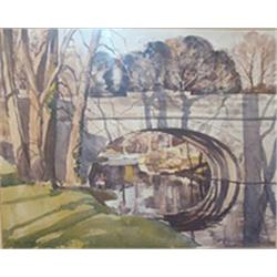 TOM NESBITT Watercolour Canal bridge Signed lower left, Tom Nesbitt, RHA 30cms x 37cm...