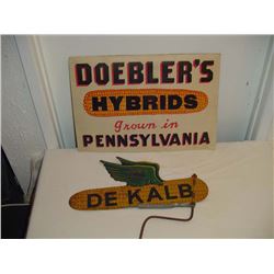 Corn Seed Signs Dekalb (Tin) Doeblers (Cardboard)