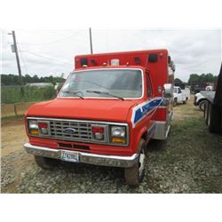 1987 FORD ECONOLINE AMBULANCE, VIN/SN:1FDKE3013HHB22638 - DIESEL ENG, A/T, AMBULANCE BODY, ODOMETER 