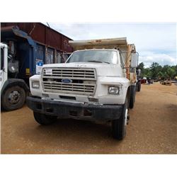 1987 FORD T/A DUMP, VIN/SN:1FDYT90A5HVA40799 - FORD DIESEL ENGINE, 6 SPD TRANS, 12' DUMP BODY, 295/7