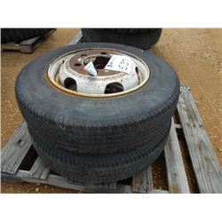 1 LOT OF (2) 8R19.5 TIRES ON STEEL DISC WHEELS