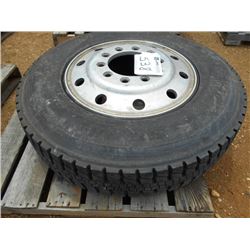 (1) 11R24.5 TIRE ON ALUMINIUM DISC WHEEL