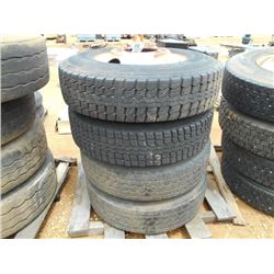 1 LOT (4) 295/75R22.5 TIRES & RIMS