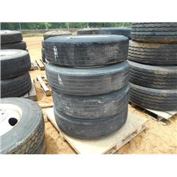 1 LOT (4) 285/75R24.5 TIRES & RIMS