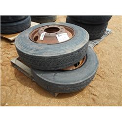 1 LOT (2) 285/75R24.5 TIRES & RIMS