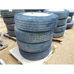 1 LOT (4) 285/75R24.5 TIRES & RIMS