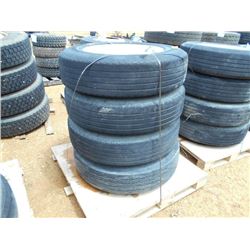1 LOT (4) 285/75R24.5 TIRES & RIMS