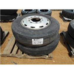 1 LOT (2) 285/75R24.5 TIRES & ALUMINUM RIMS