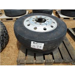1 LOT (2) 285/75R24.5 TIRES & RIMS