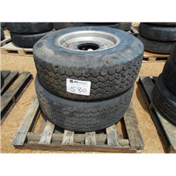 1 LOT (2) 385/85R22.5 TIRES & RIMS