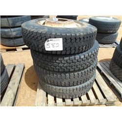 1 LOT (4) 295/75R22.5 TIRES & RIMS