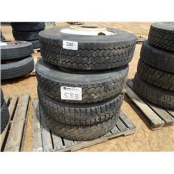 1 LOT (4) 275/80R22.5 TIRES & RIMS