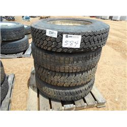 1 LOT (4) 285/75R24.5 TIRES & RIMS