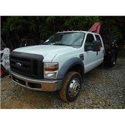 2008 FORD F550 4X4 CREW CAB SERVICE TRUCK, VIN/SN:1FDAW57R58EA96514 - 6.4L DIESEL, A/T, FERRARI HYD 