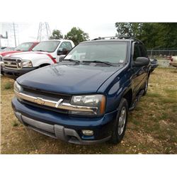 2003 CHERVOLET TRAIL BLAZER 4X4 VIN/SN:1GNDT13SX32351767 - GAS ENGINE, A/T, ODOMETER READING 153,976