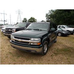 2003 CHEVROLET TAHOE SUV, VIN/SN:1GNEK13Z13J262809 - 4x4 GAS ENGINE, A/T, ODOMETER READING 178,487 M