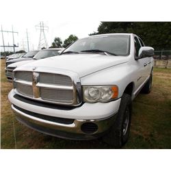 2002 DODGE RAM 1500 SLT 4X4 PICKUP, VIN/SN:1D7HU18Z32S607085 - GAS ENGINE, A/T, CREW CAB, ODOMETER R