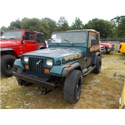 1995 JEEP WRANGLER 4X4, VIN/SN:1J4EY19P1SP229008 - GAS ENGINE, 5 SPD TRANS, ODOMETER READING 155,891