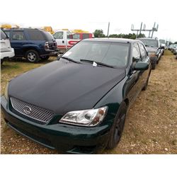 2001 LEXUS IS300 VIN/SN:JTHBD182010030611 - GAS ENGINE, A/T, ODOMETER READING 206,991 MILES