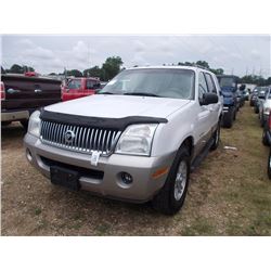 2002 MERCURY MOUNTAINEER SUV, VIN/SN:4M2ZU66W42ZJ15557 - V8 GAS ENGINE, A /T, ODOMETER READING 134,9