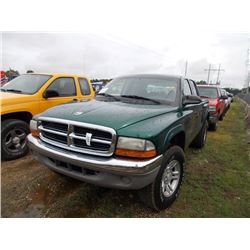 2003 DODGE DAKOTA CREW CAB 4X4 PICKUP, VIN/SN:1D7HG48Z935254832 - GAS ENGINE, A/T, ODOMETER READING 