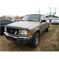 2001 FORD RANGER XLT EXT CAB 4X4 PICKUP, VIN/SN:1FTZR15UX1TA29312 - V6 GAS ENGINE, A/T, ODOMETER REA