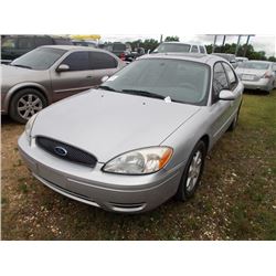 2006 FORD TAURUS SEL 4 DOOR SEDAN, VIN/SN:1FAFP56U06A198018 - GAS ENGINE, A/T