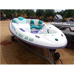 1997 SEA DOO CHALLENGER JET BOAT, VIN/SN:CECA1210B797 - ROTAX 110 MOTOR, W/SINGLE AXLE TRAILER