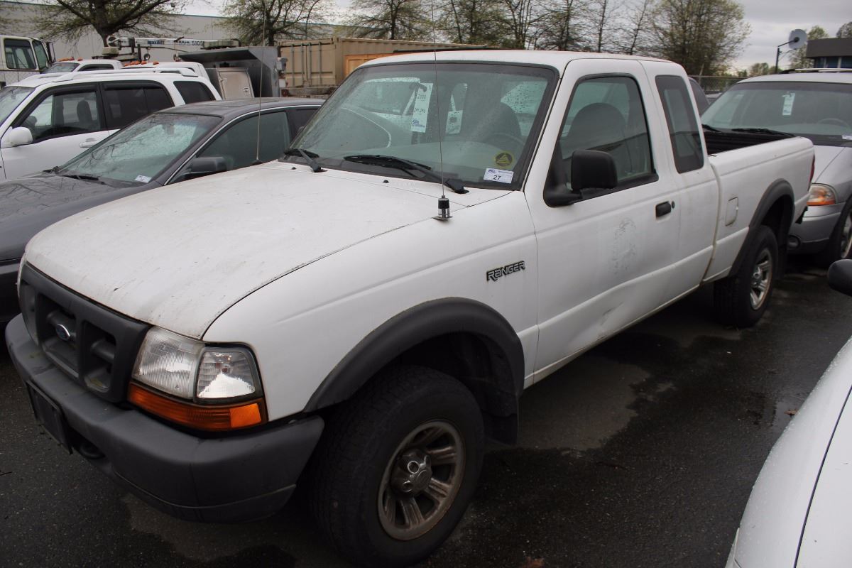 2000 FORD RANGER, 2 DOOR PU, WHITE, VIN # 1FTZR15X7YPB99432