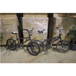 2 BIKES: BLUE HARO STUNT BIKE & BLACK NO NAME BMX BIKE
