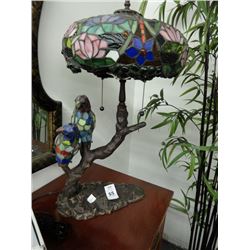 Leaded Glass 2 Parrot Table Lamp