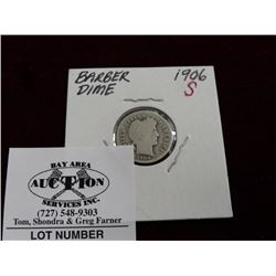 Barber 1906-S Dime