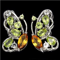 Natural Multi Gemstone Butterfly Earrings