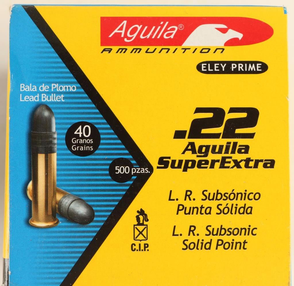 1,000 Rounds of Aguila Subsonic .22 LR Ammo 1,000 Rounds of Aguila Subsonic .22 LR Ammo
