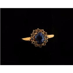 Sapphire & Topaz Halo Ring