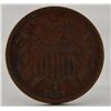 Image 1 : 1867 2 United States 2 Cent Piece in Very Fine + Condition