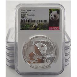 Lot of (5) 2016 NGC MS70 Silver Panda
