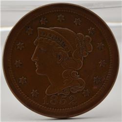 1852 Braided United States Large Cent in Almost Uncirculated Condition