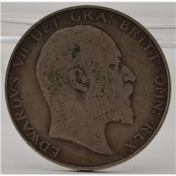 1909 Great Brittian 1/2 Crown in Very Good Condition